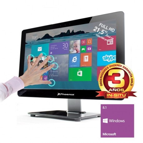 ORDENADOR PHOENIX ALL IN ONE TACTIL CONSTELLATION INTEL CORE I5 8GB DDR3 1600 500 GB SSHD LED 21.5" RW WIFI WEBCAM W8.1