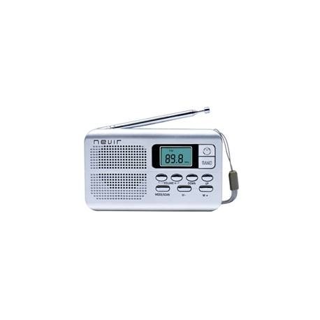 RADIO NEVIR DIGITAL DE BOLSILLO SINTONIZADORA ALARMA RELOJ PLATA CON CORREA DE MANO