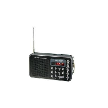 RADIO NEVIR DIGITAL DE BOLSILLO SINTONIZADORA LECTOR MICROSD NEGRO CON CORREA DE MANO
