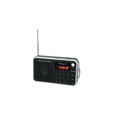 RADIO NEVIR DIGITAL DE BOLSILLO SINTONIZADORA LECTOR MICROSD PLATA CON CORREA DE MANO