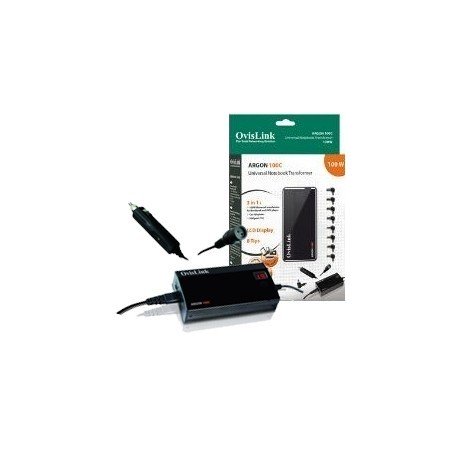 ADAPTADOR DE CORRIENTE UNIVERSAL 100W CON CARGADOR MECHERO / COCHE OVISLINK