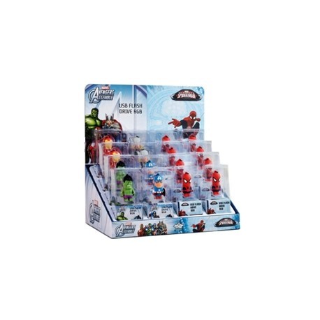 EXPOSITOR SUPERHEROES TRIBE 16 UNIDADES USB 8GB 2.0