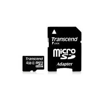 TARJETA MEMORIA MICRO SECURE DIGITAL SD 4GB TRANSCEND CLASE 4 ADAPTADOR