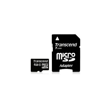 TARJETA MEMORIA MICRO SECURE DIGITAL SD 4GB TRANSCEND CLASE 4 ADAPTADOR