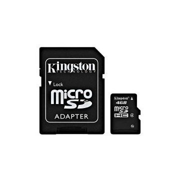 TARJETA MEMORIA MICRO SECURE DIGITAL SD HC 4GB KINGSTON + ADAPTADOR SD