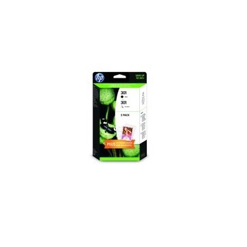 MULTIPACK TINTA 301 HP J3M81AE NEGRO Y TRICOLOR + PAPEL