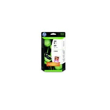 MULTIPACK TINTA 301 HP J3M81AE NEGRO Y TRICOLOR + PAPEL