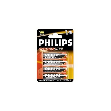 BLISTER PHILIPS CUATRO PILAS AA ALCALINAS LR6 POWERILIFE 1.5V