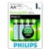 BLISTER PHILIPS CUATRO PILAS AA RECARGABLE R6NM 2100mAh NiMH MULTILIFE 1.2V