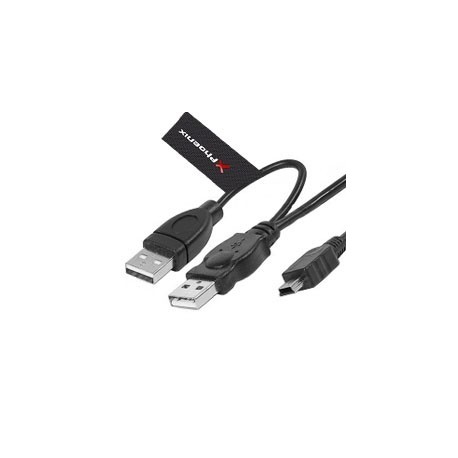 CABLE PHOENIX 2 CONECTORES USB 2.0 A / MINI USB B 5 PINES (PARA EXTRA CORRIENTE DISPOTIVIO EXTERNO) 1.5 M NEGRO