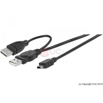 CABLE USB 2.0 A / MINI USB B 5 PINES (PARA HDD / DISCO DURO 2.5) 1M NEGRO