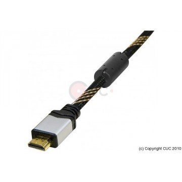 CABLE HDMI 1.4 MACHO MACHO CON FERRITA CONEXION ORO 3M GRIS/NEGRO