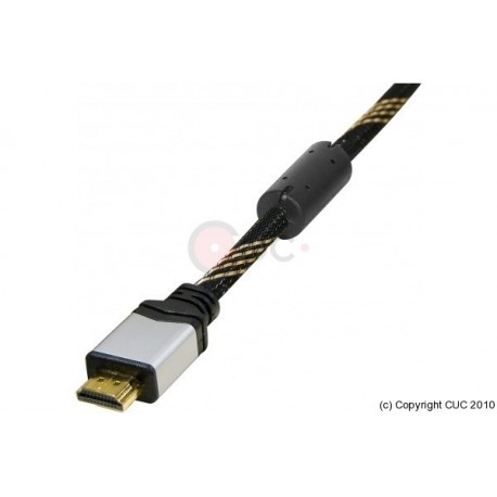 CABLE HDMI 1.4 MACHO MACHO CON FERRITA CONEXION ORO 3M GRIS/NEGRO