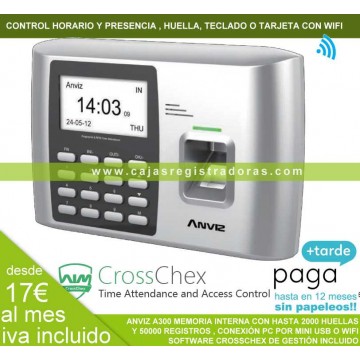 Control horario y de presencia con WiFi Anviz A-300 