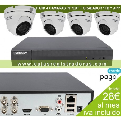 Kit Videovigilancia con 4 Cámaras + Grabador 5en1 con hd 1Tb