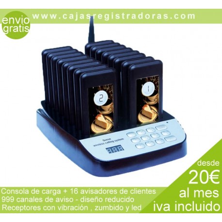 Avisadores de Clientes - Consola de carga y 16 receptores