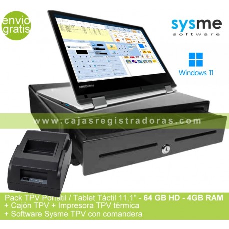 Portatíl Táctil Convertible + Software Sysme TPV + Cajon e impresora